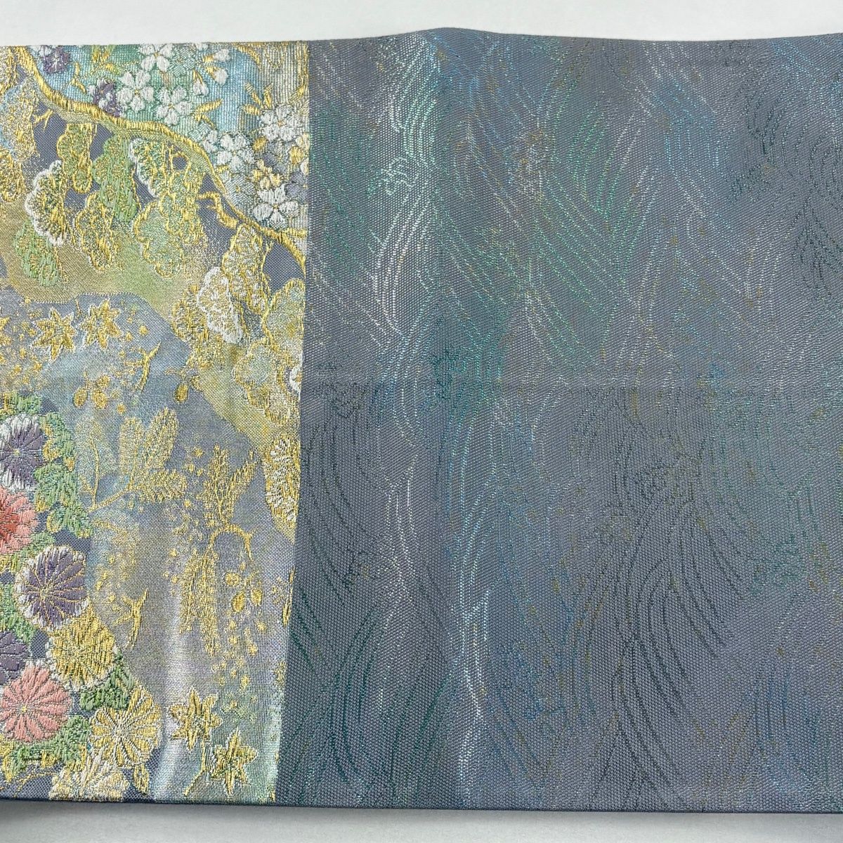 296noiji 袋帯 6通柄 菊 銀色 中古A【ことこと屋】 袋帯 六通柄 296noiji 袋帯 6通柄 菊 銀色 中古A【ことこと屋】 袋帯 六通柄