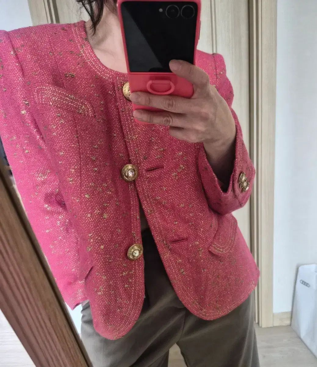 ハイクオリティライン GOLDグリッター ツイード ルーズフィット ジャケット