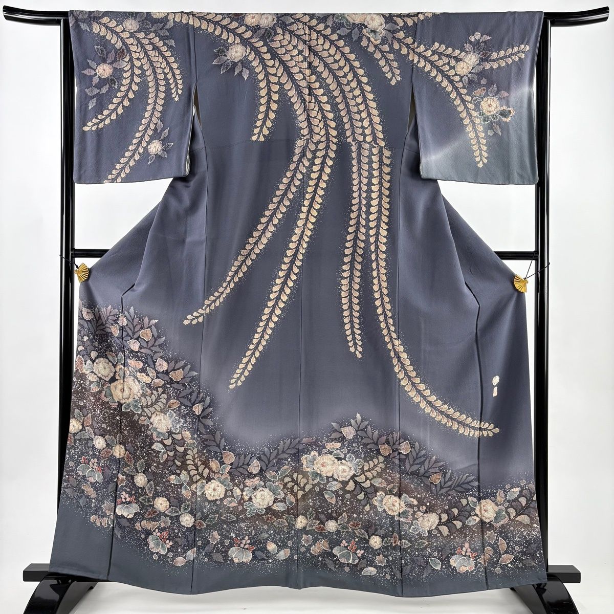 訪問着 身丈162.5cm 裄丈65cm M 袷 翠山工房 落款 辻が花 ぼかし 灰紫