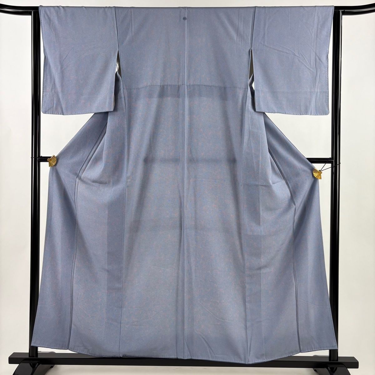 江戸小紋 身丈157cm 裄丈63cm S 袷 鮫 青灰色 正絹 名品 一つ紋 【中古