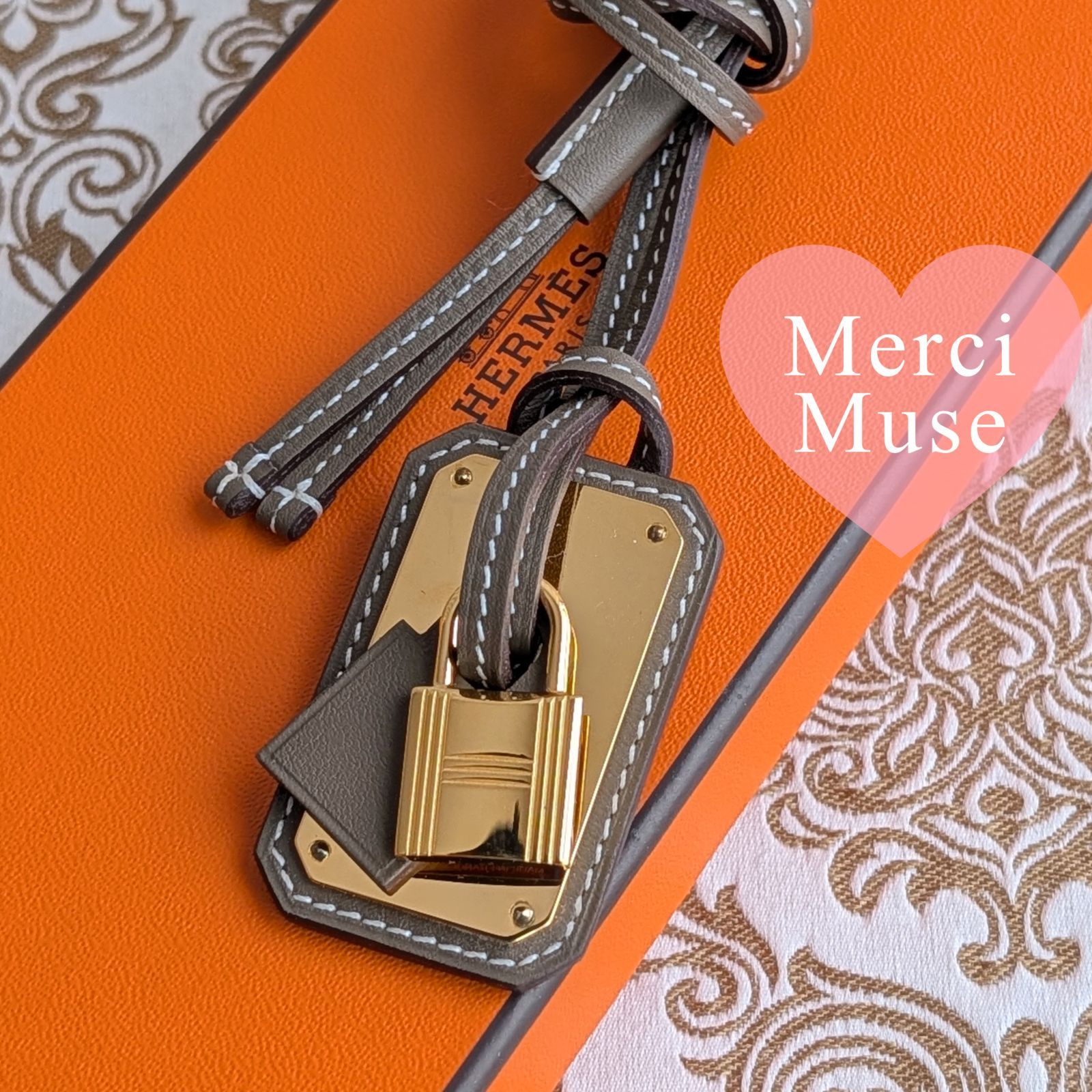 なお品 オーケリーGMネックレス エトゥープｘゴールド金具 エルメス 主役級 MerciMuse メルシーミューズ