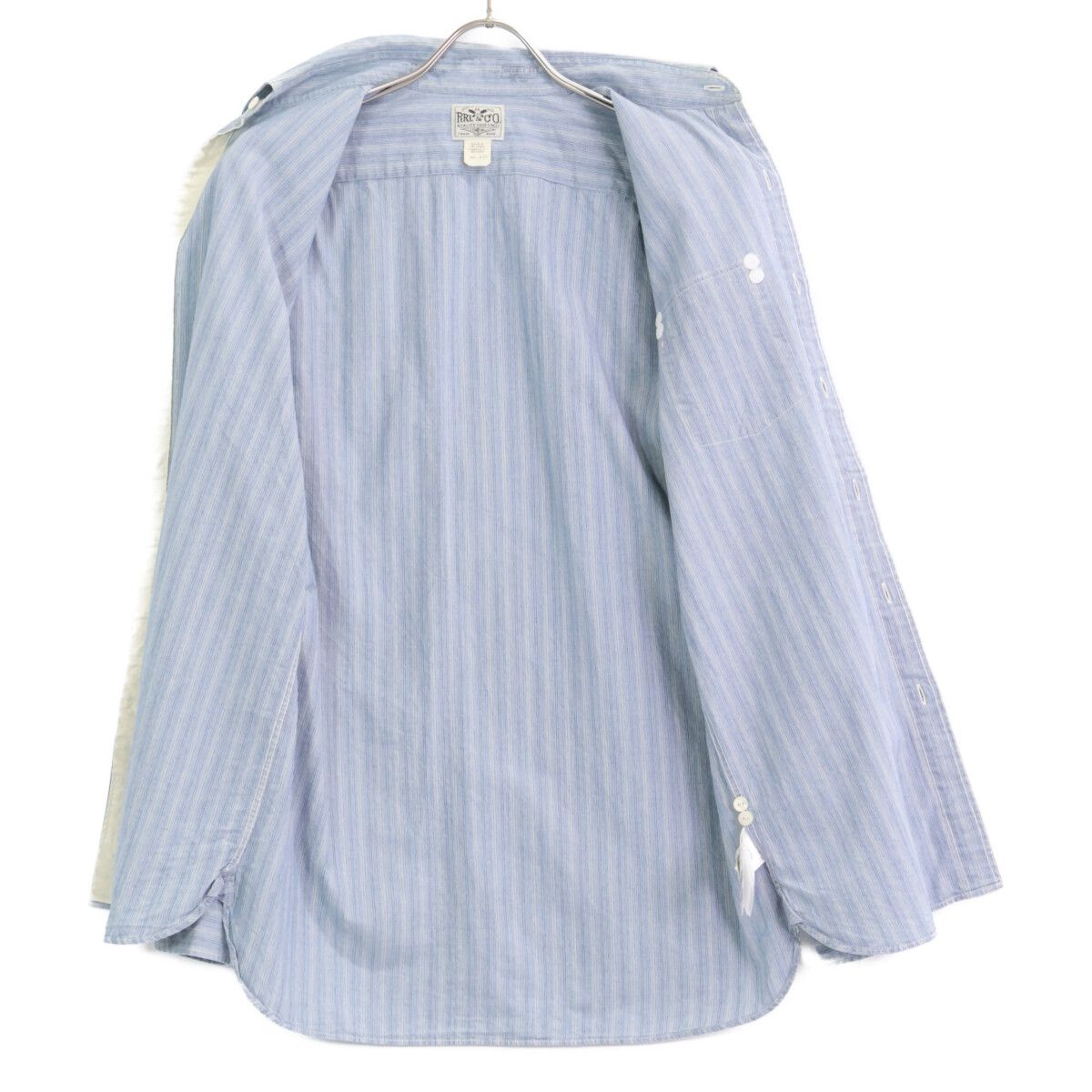 RRL ダブルアールエル ﾌﾞﾙｰ ｽﾄﾗｲﾌﾟ ｺｯﾄﾝ 長袖ｼｬﾂ M - メルカリ