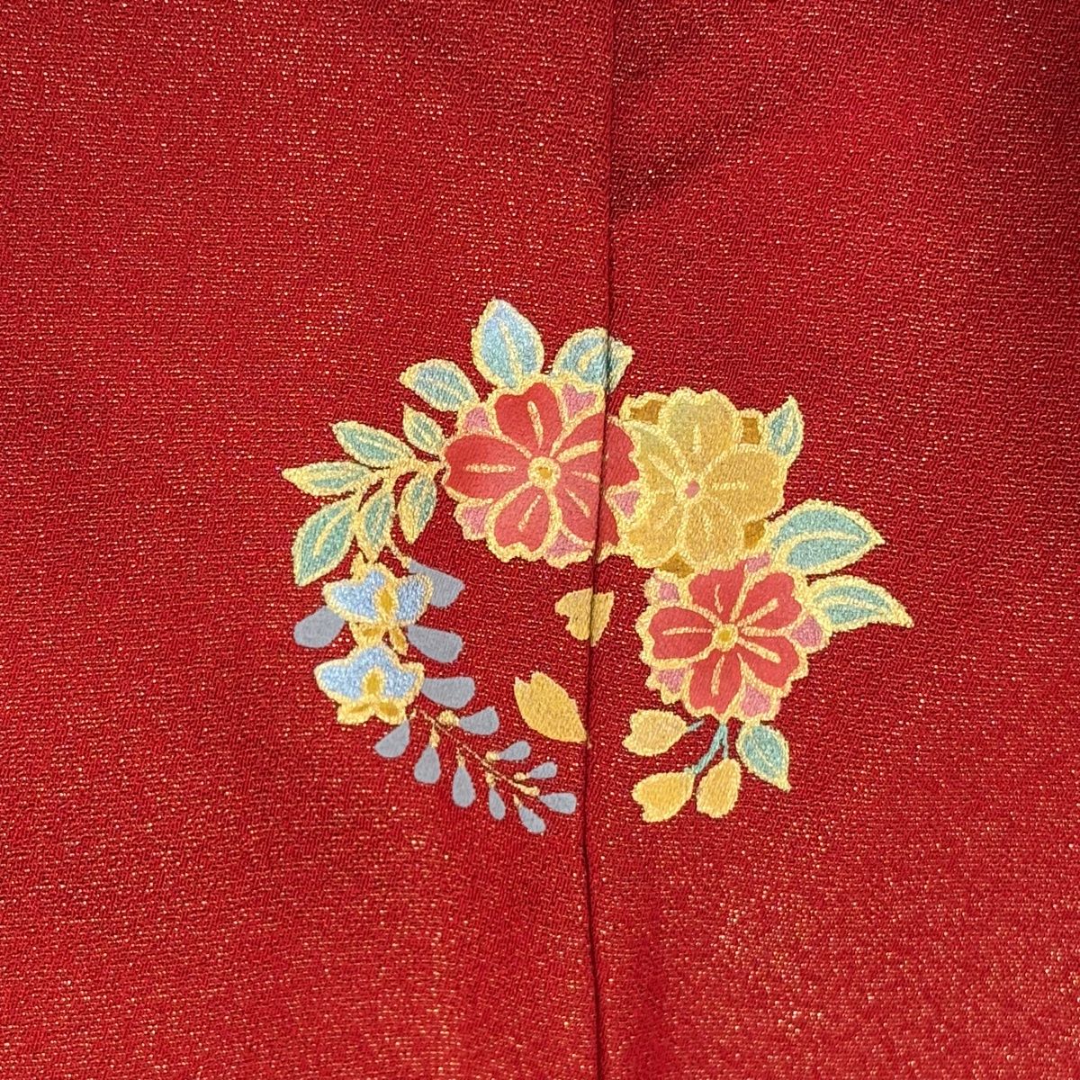 振袖 身丈165cm 裄丈68.5cm L 袷 秋山庄太郎 落款 金通し ぼかし 赤