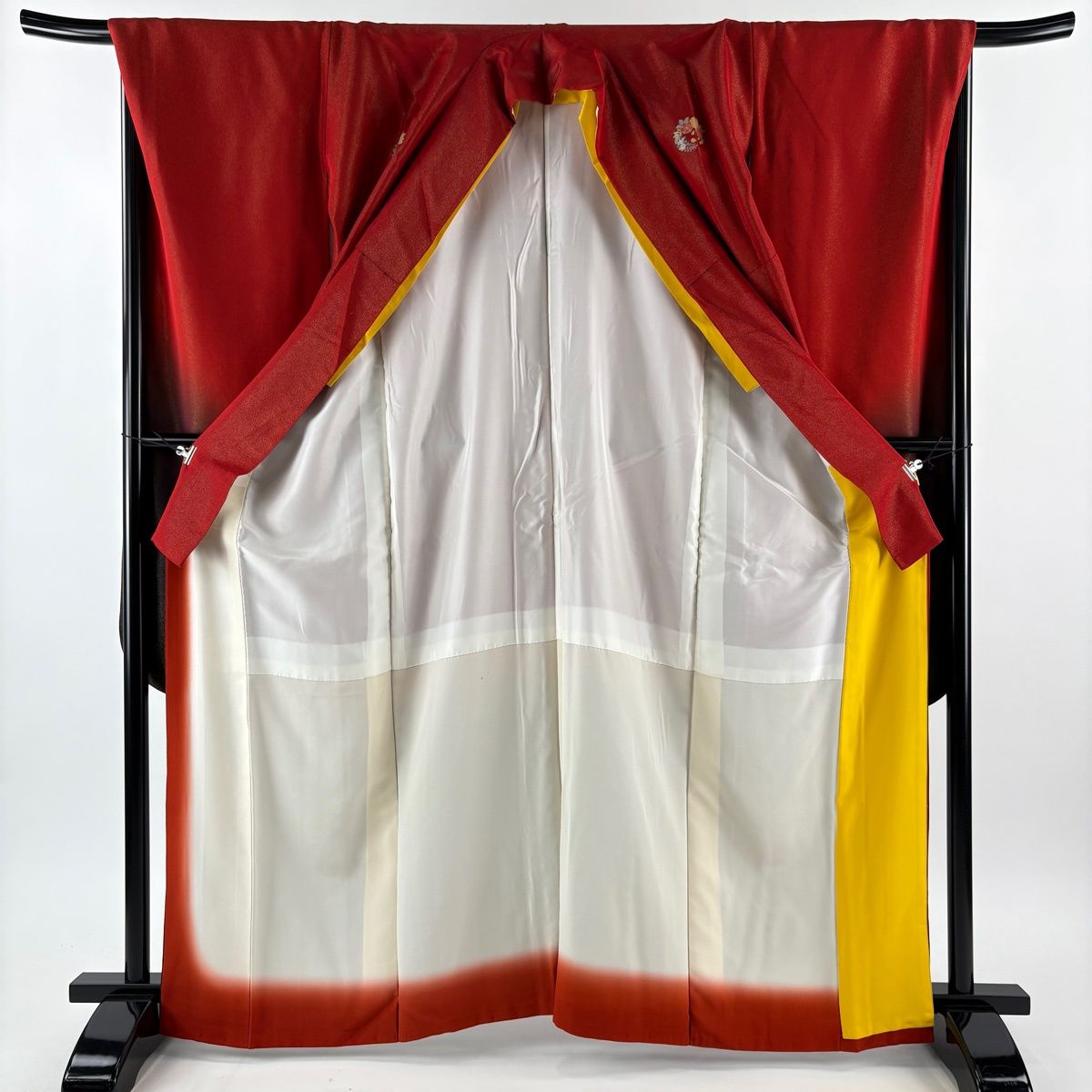 振袖 身丈165cm 裄丈68.5cm L 袷 秋山庄太郎 落款 金通し ぼかし 赤