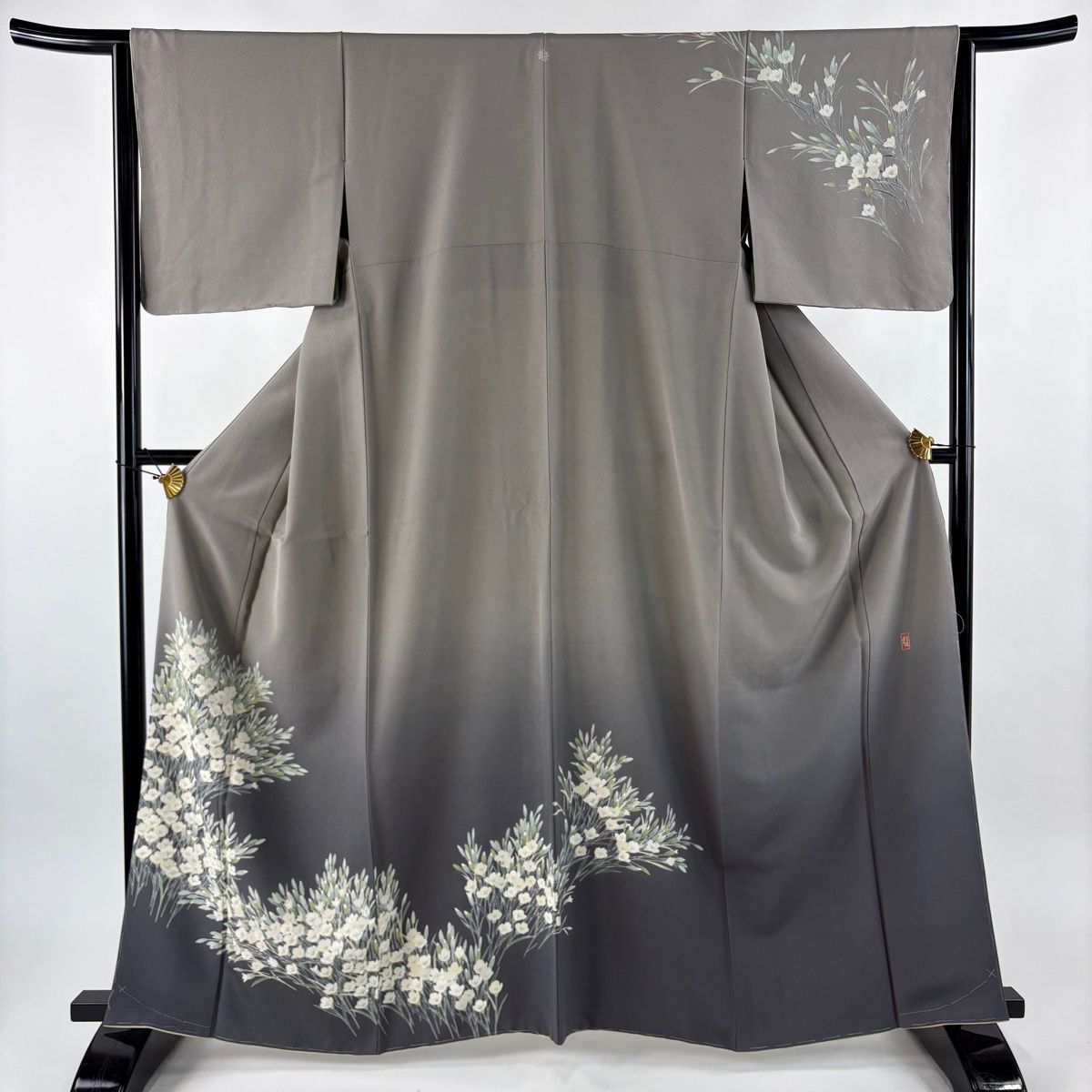 美品】 訪問着 身丈163cm 裄丈64cm M 袷 田村哲彦 落款 草花 染め分け