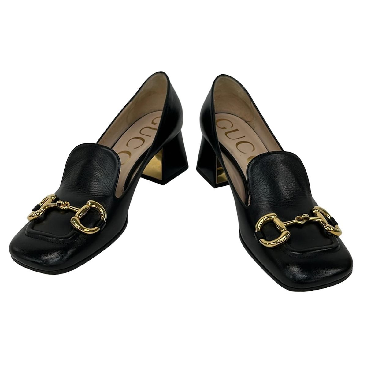 GUCCI(グッチ) パンプス 37 1/2 レディース ホースビット 黒 レザー