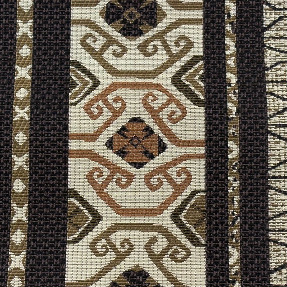 美品】 名古屋帯 名品 八寸名古屋帯 幾何学模様 縞模様 濃紫 正絹