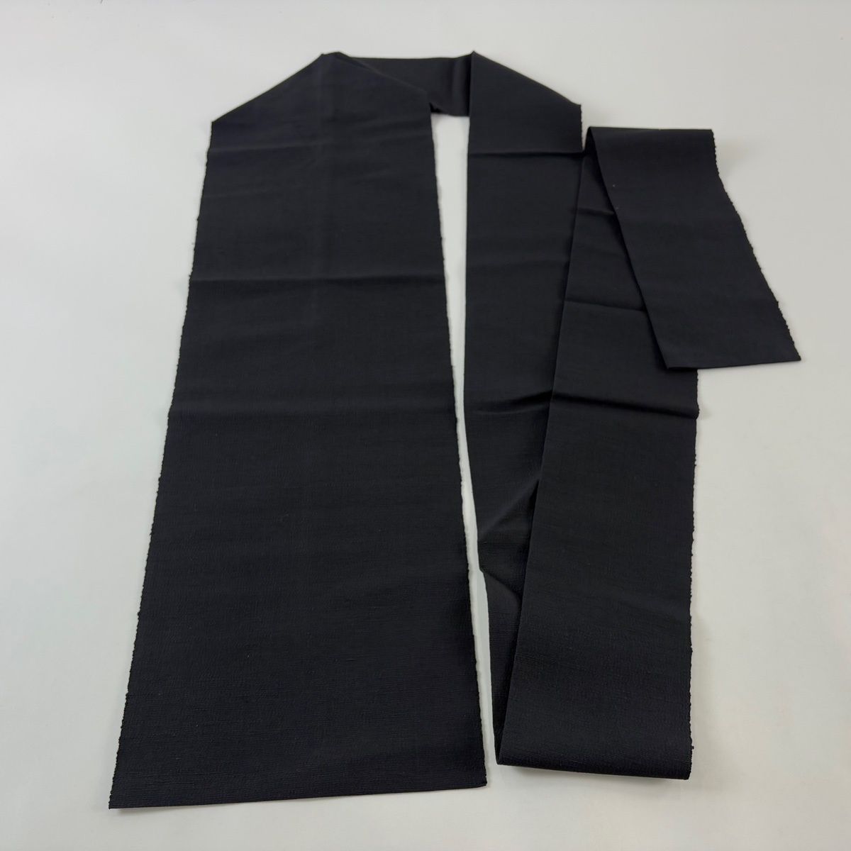 美品】 名古屋帯 名品 紬地 八寸名古屋帯 無地 墨色 正絹 【中古