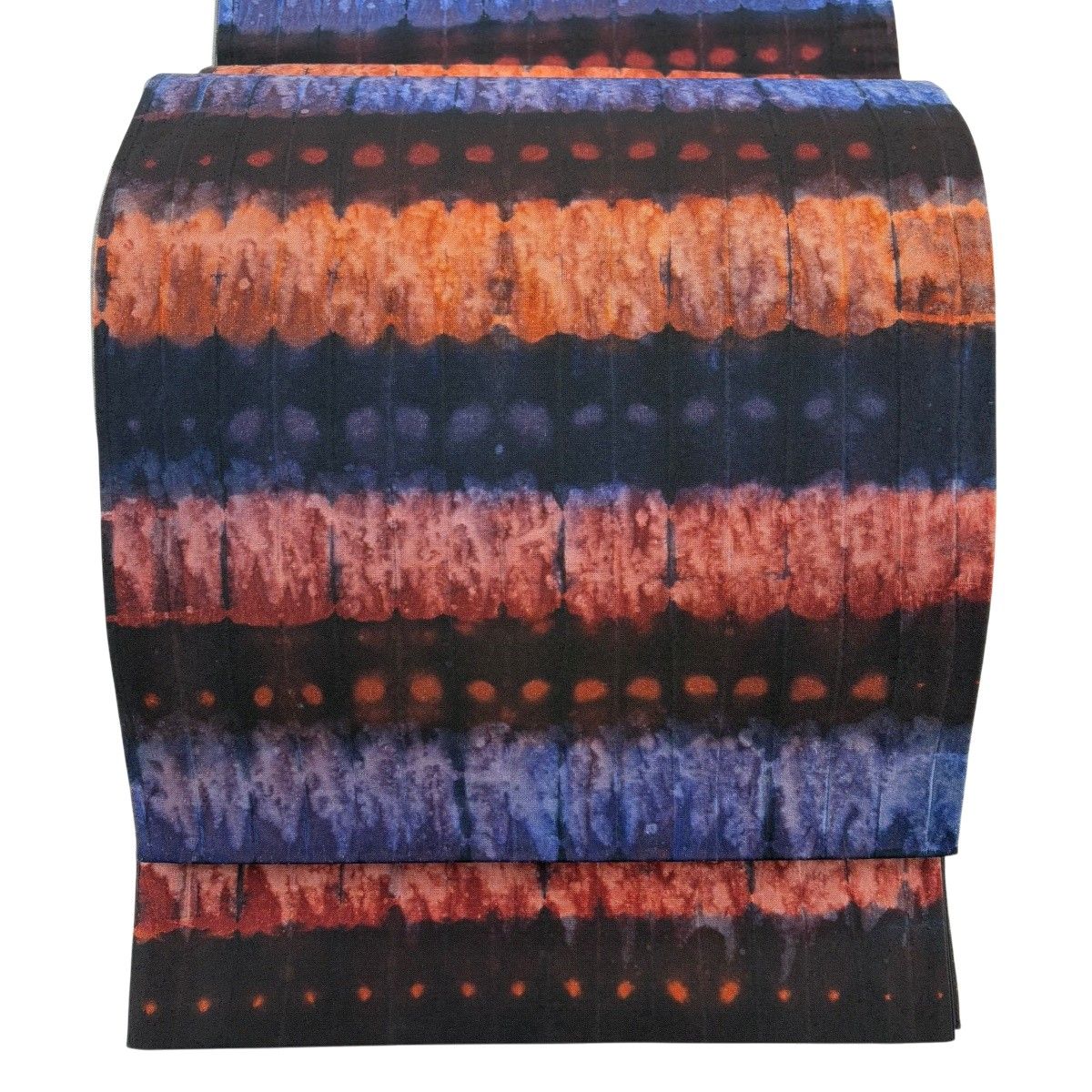 美品】 袋帯 名品 証紙 大島紬地 幾何学模様 絞り 濃紫 全通 正絹