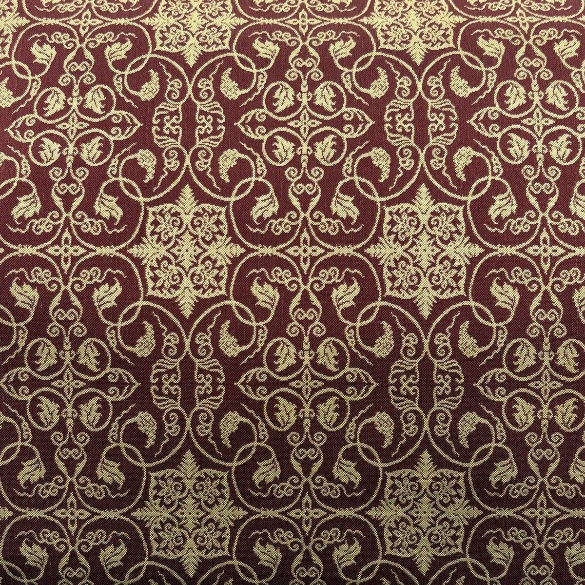 美品】 開き名古屋帯 名品 龍村美術織物 唐草 えんじ色 正絹 【中古