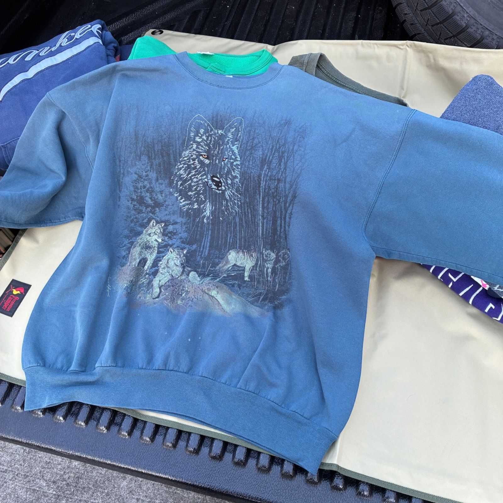 HANES 90s スウェット XXL USA製 狼 ウルフ アニマル ペンキ飛び 