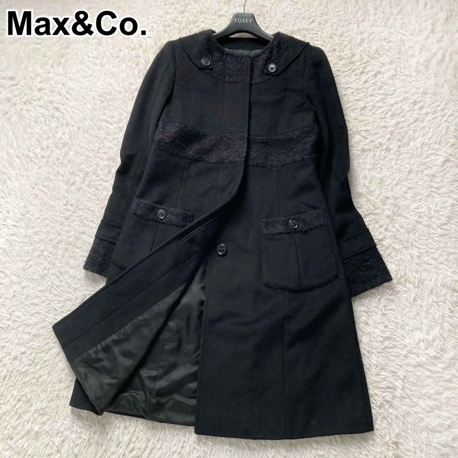 美品 MAX&Co. マックスアンドコー ロングコート ノーカラー Aライン 