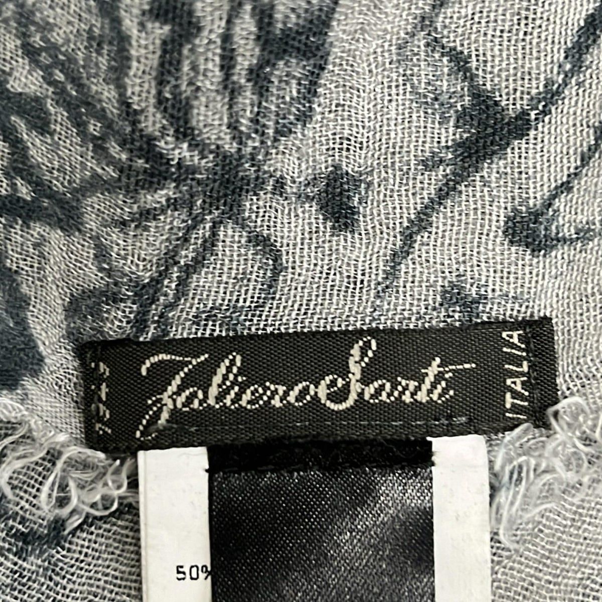 Falierosarti ファリエロサルティ ストール ショール ライトグレー×ダークネイビー ラメ ウール