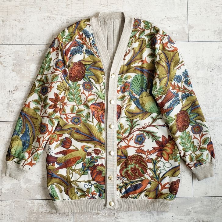 フェラガモ ☆ ヴィンテージ リバーシブル ウール カーディガン 総柄