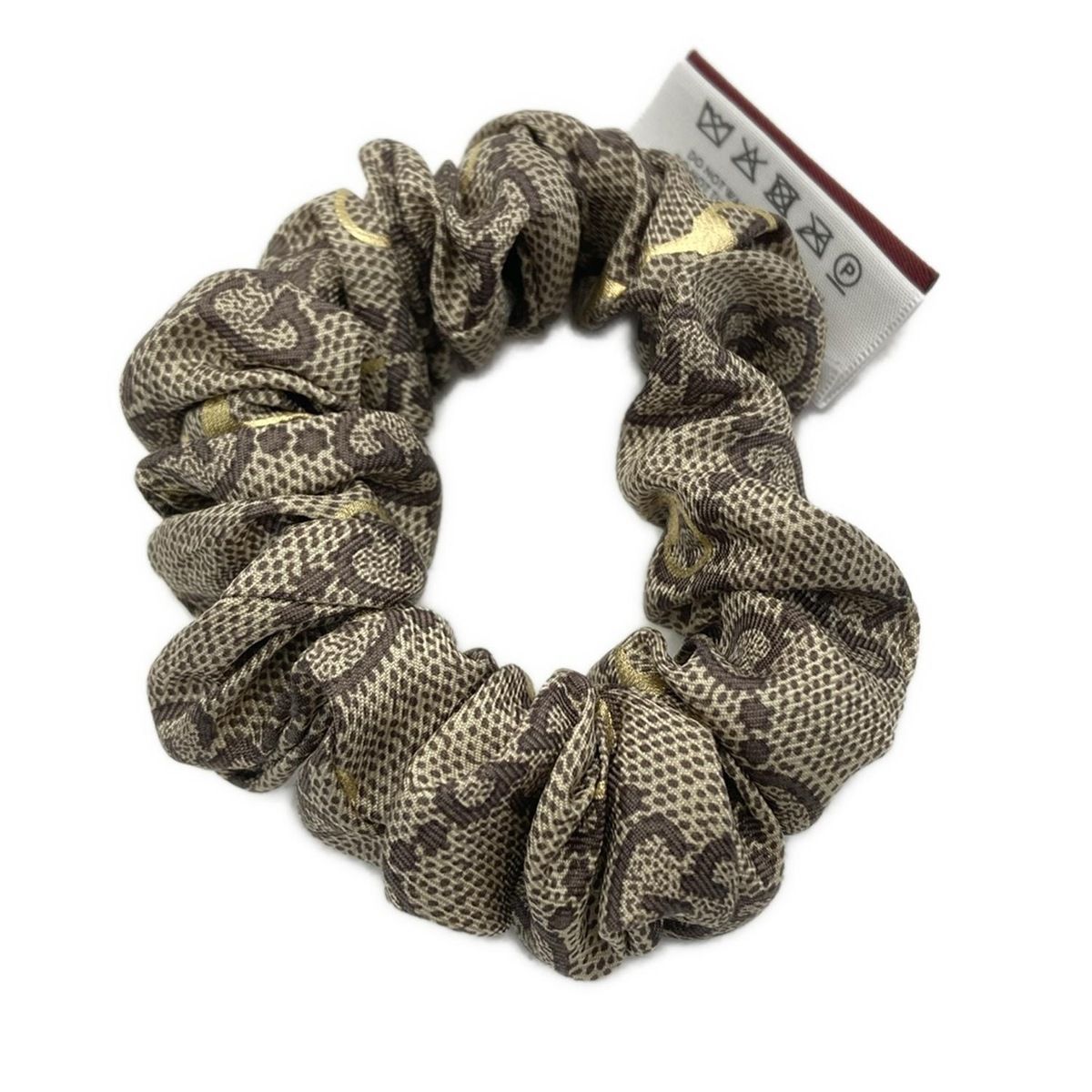 GUCCI グッチ シュシュ - シルク ベージュ×ダークブラウン×ゴールド GG柄