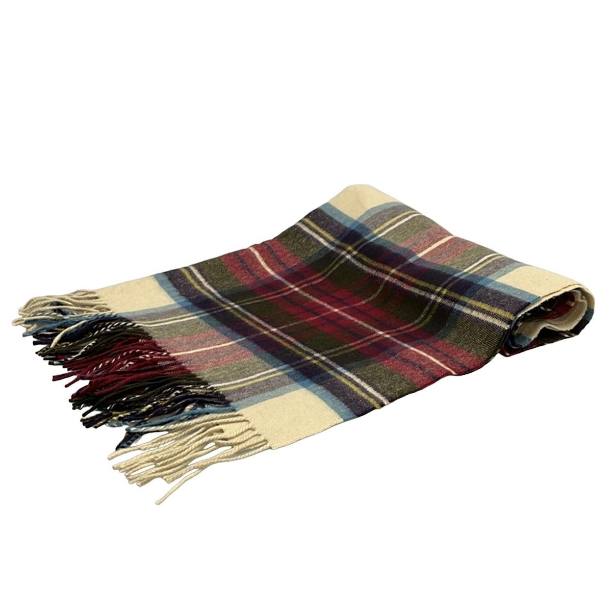 johnstons of elgin ジョンストンズ ストール ショール アイボリー×レッド×マルチ チェック柄|フリンジ カシミヤ