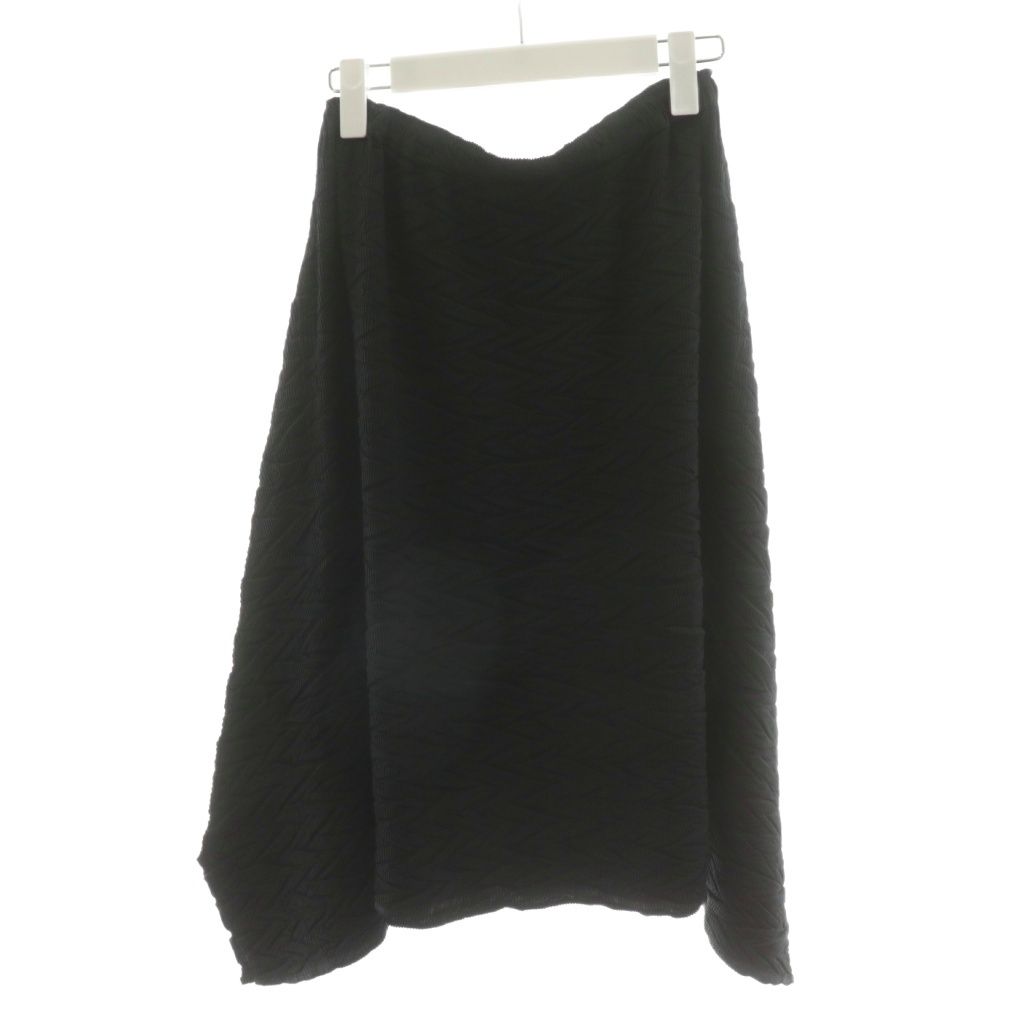 【中古】イッセイミヤケ ISSEY MIYAKE シワプリーツ フレアスカート ひざ丈 2 黒 ブラック IM63FG185 イッセイミヤケ ISSEY MIYAKE シワプリーツ フレアスカート ひざ丈 2