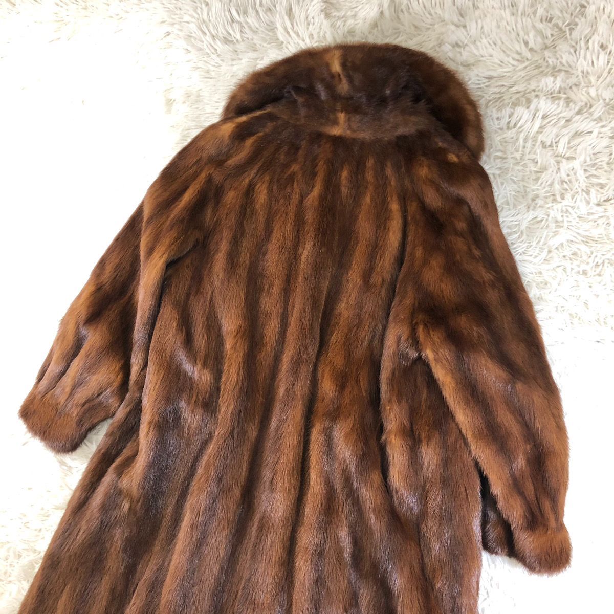 Best Angle ブラウン毛皮コート サイズ11 総丈109cm 本毛皮 ロングコート ヴィンテージ 茶系 11号サイズ 比翼