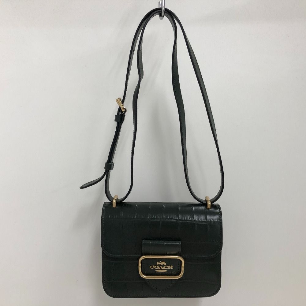 02 w 21872 コーチ COACH クロコダイル レザー モーガン スクエア 2 way クラッチ フラップ クロスボディ グリーン カンボジア製 レディース ショルダーバッグ 品