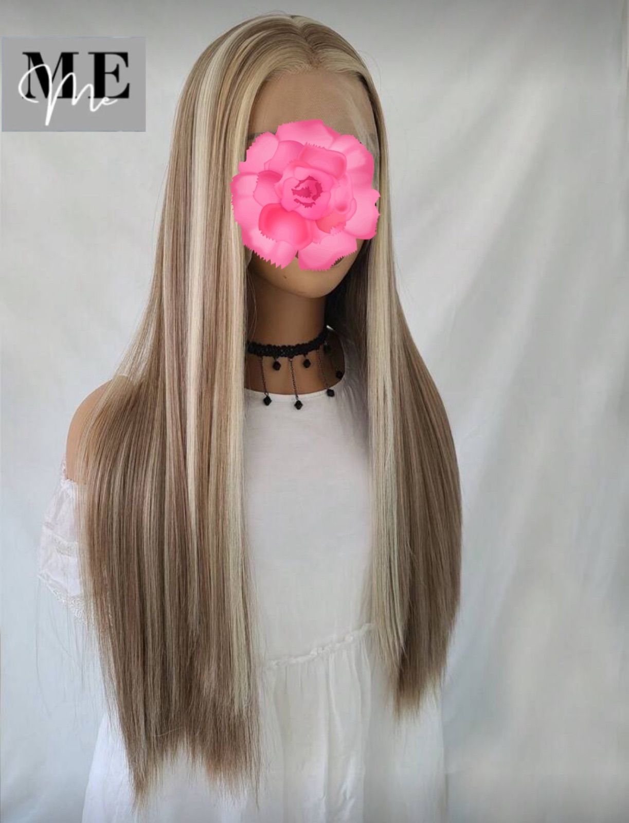 手植えレースウィッグ フロントレース フルウィッグ 自然 人工毛 手植えウィッグ 医療用ウィッグ|スーパーロング ストレート 前髪なし ミルクティー アッシュブラウン ホワイト メッシュ ハイライト