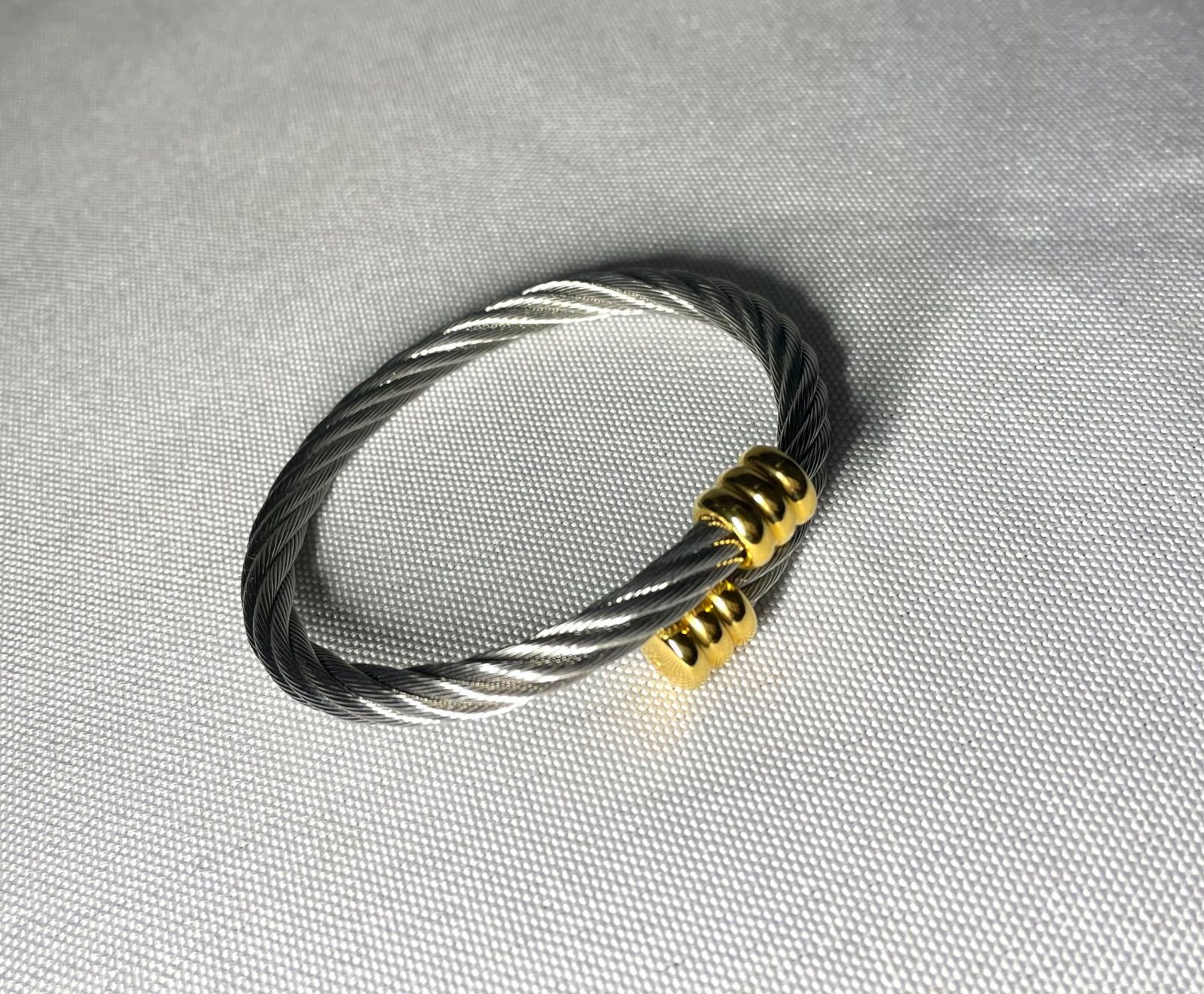  PHILIPPE CHARRIOL フィリップシャリオール ワイヤー ケーブルデザイン バングル ブレスレット ゴールド-シルバー 男女兼用 ブレスレット アクセサリー