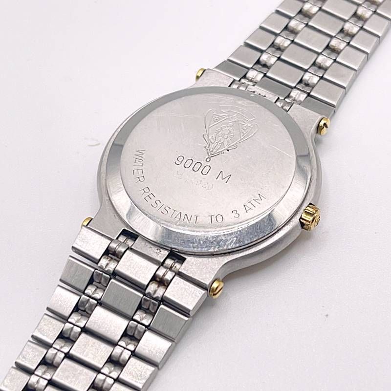  稼働| GUCCI グッチ 9000 M メンズ腕時計 デイト ゴールド コンビカラー TJ 261-w 2 腕時計(クォーツ) 腕時計(アナログ)