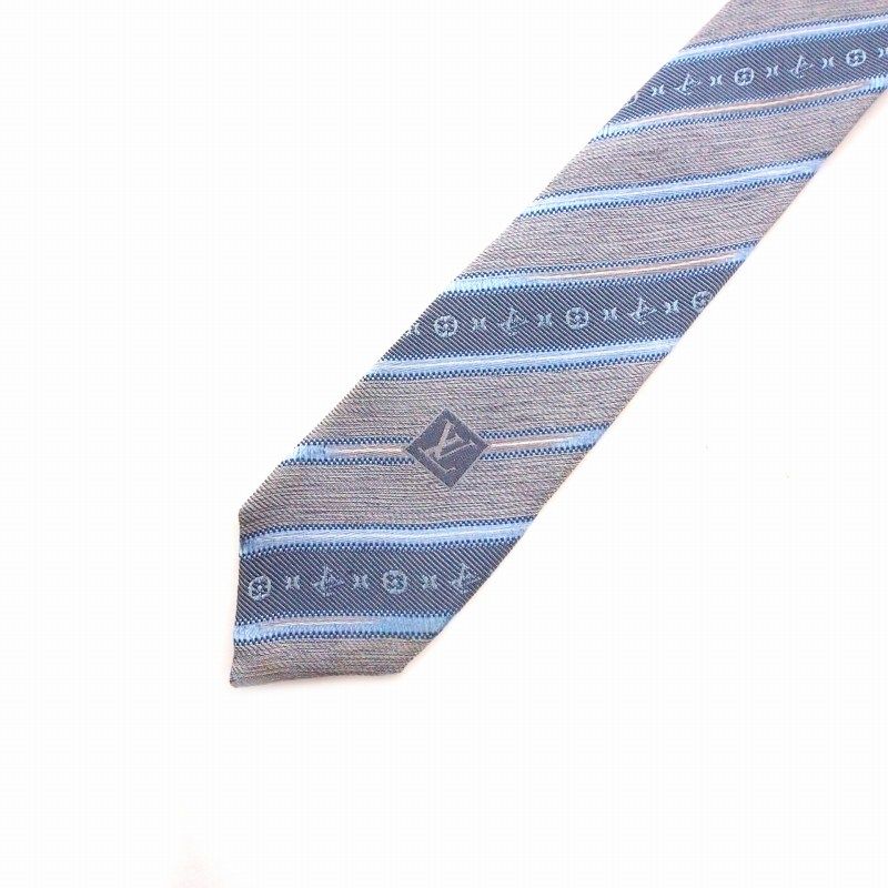 LOUIS VUITTON ネイビー シルク ネクタイ ルイヴィトン LOUIS VUITTON シルクネクタイ ブルー 青 M78576 - メルカリ
