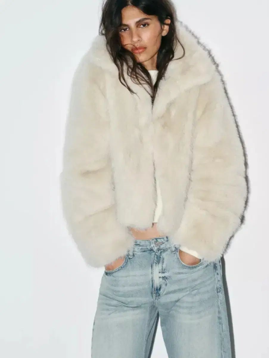 S ザラ ファージャケット ショート ファーコート アイボリー