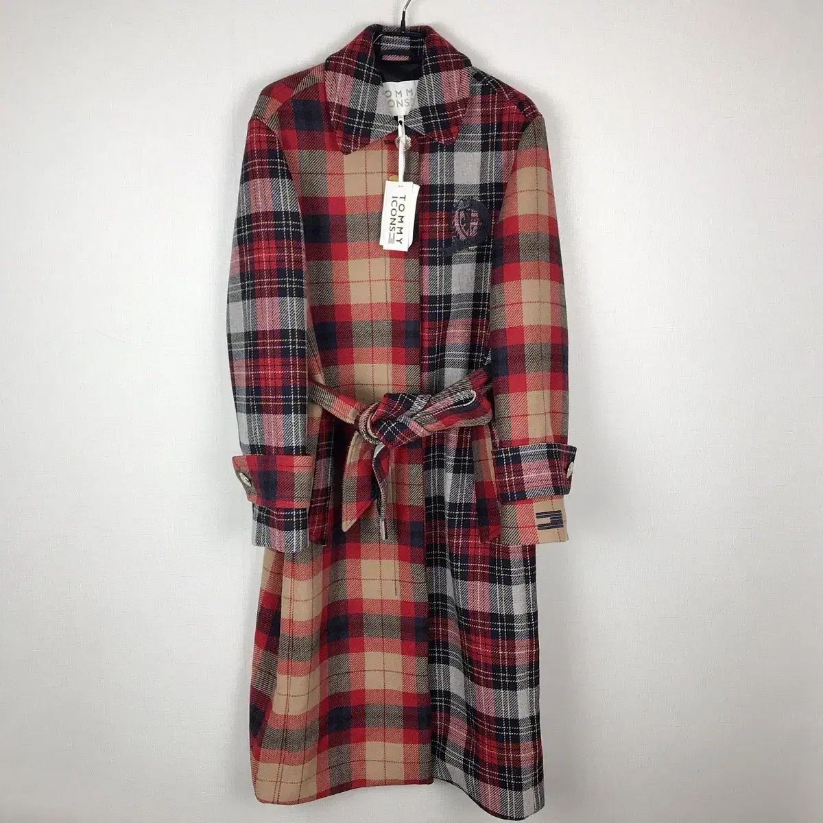 トミーヒルフィガー アイコン ウール ブレンド チェックコート レディース 34