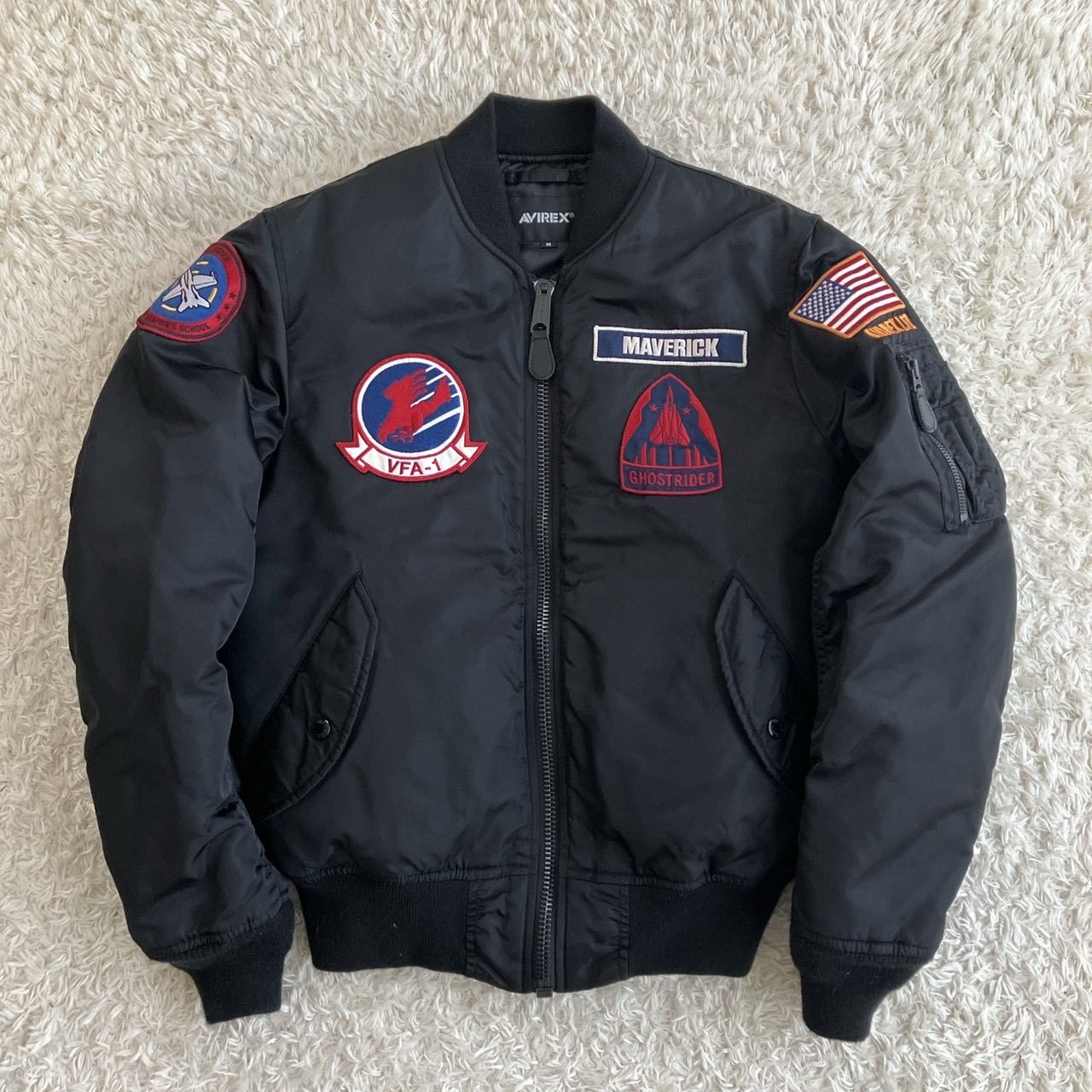♥ AVIREX アヴィレックス MA-1 TOPGUN MAVERICK トップガン フライトジャケット ブラック サイズM