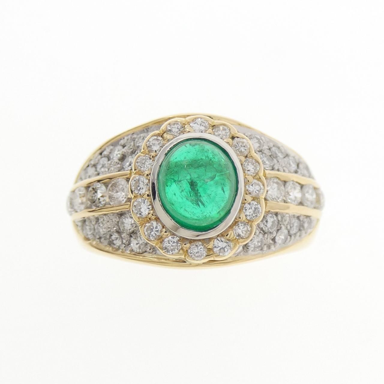 K 18 YG|PT エメラルド リング 0.92 CT