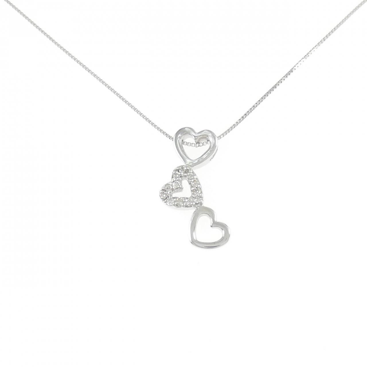 K 18 WG ハート ダイヤモンド ネックレス 0.08 CT