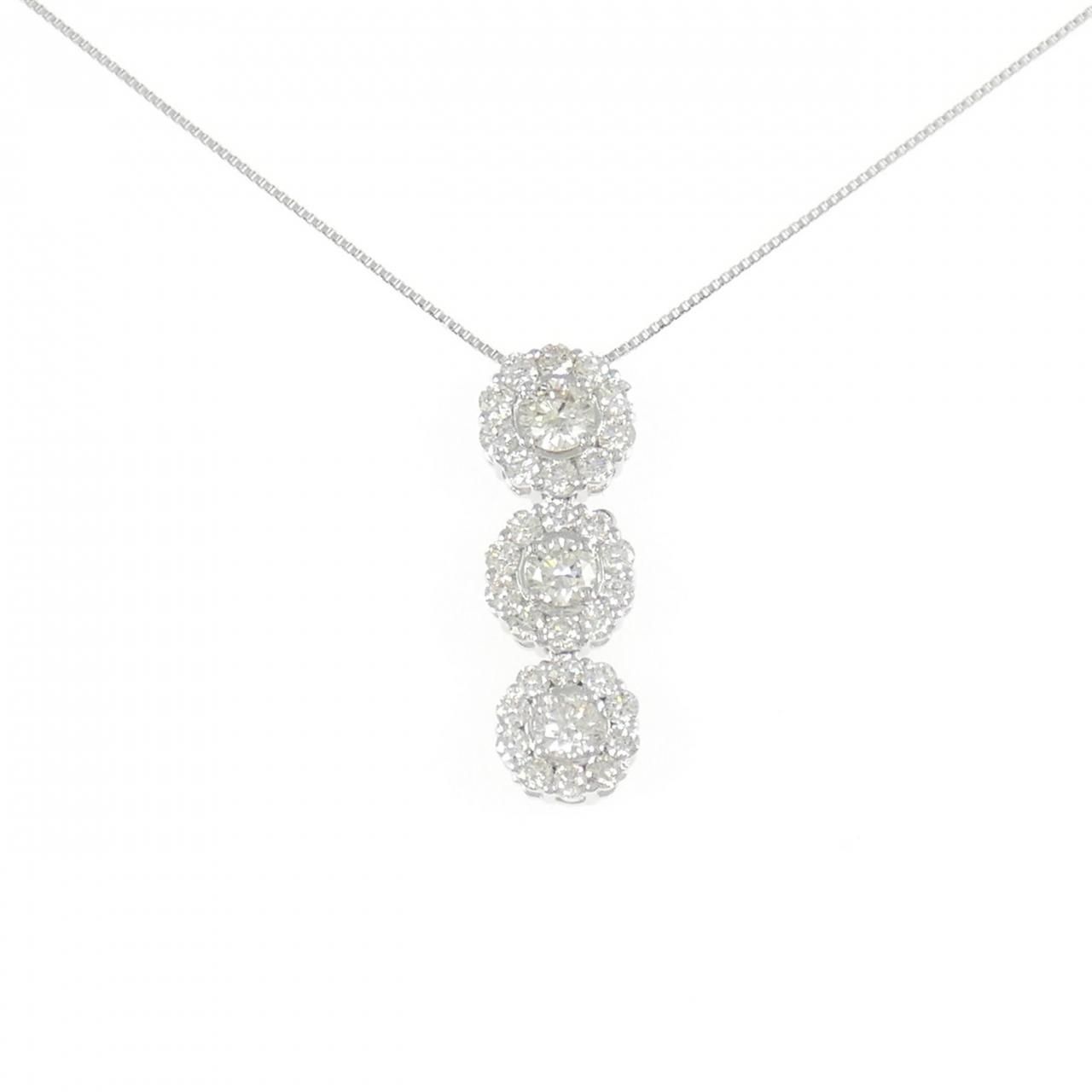 K 18 WG フラワー ダイヤモンド ネックレス 1.00 CT