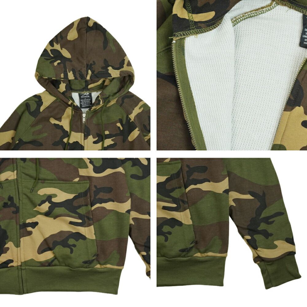 ロスコ ROTHCOメンズ パーカー サーマルライニング ジップフーディー