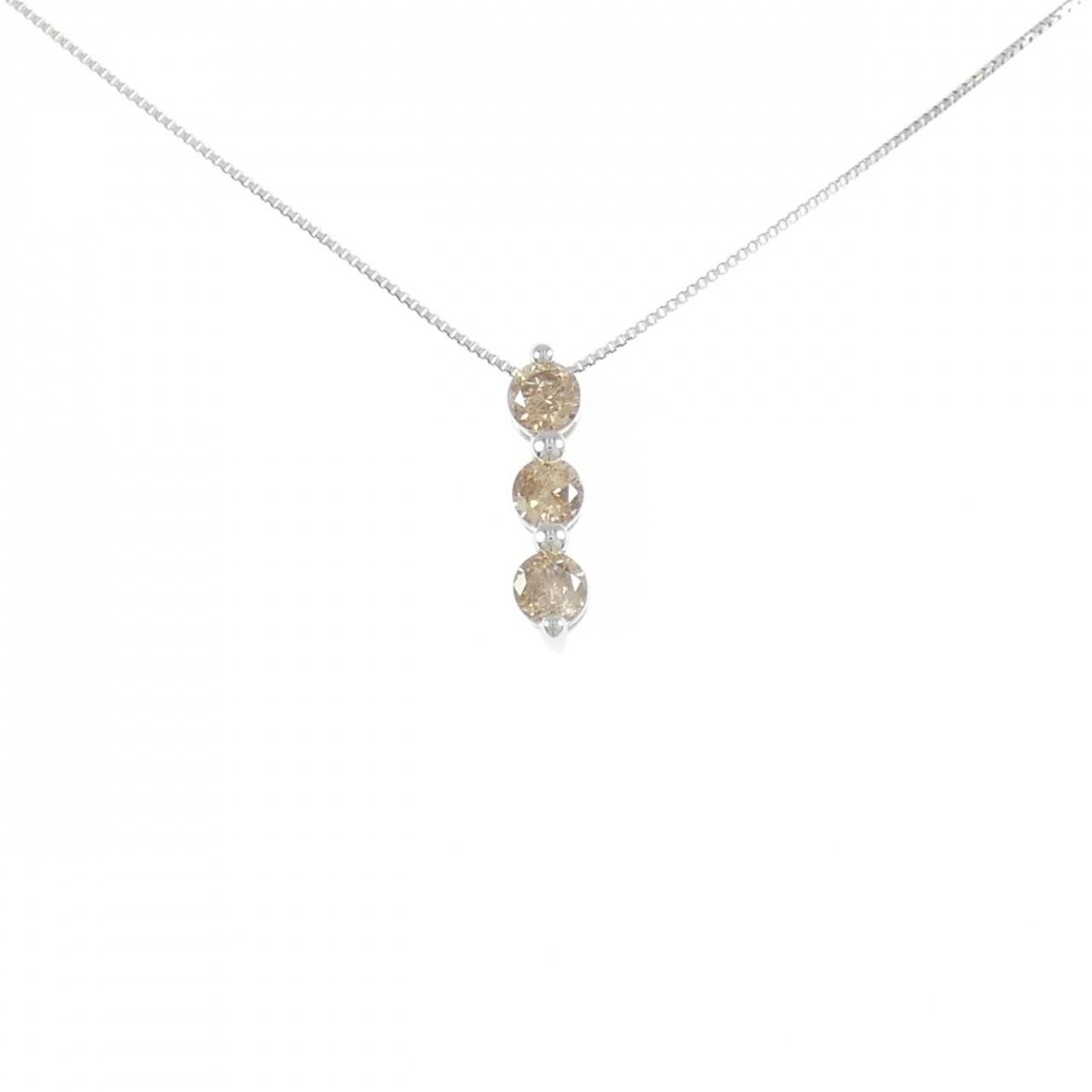 K 18 WG スリーストーン ダイヤモンド ネックレス 0.5 CT