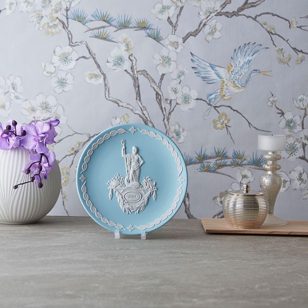 レア☆ウェッジウッド ジャスパー イヤープレート ポセイドン ペール