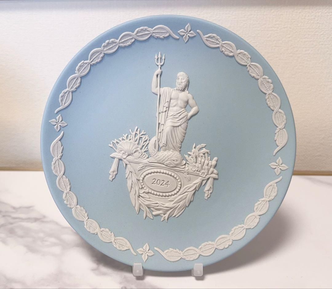 レア☆ウェッジウッド ジャスパー イヤープレート ポセイドン ペール