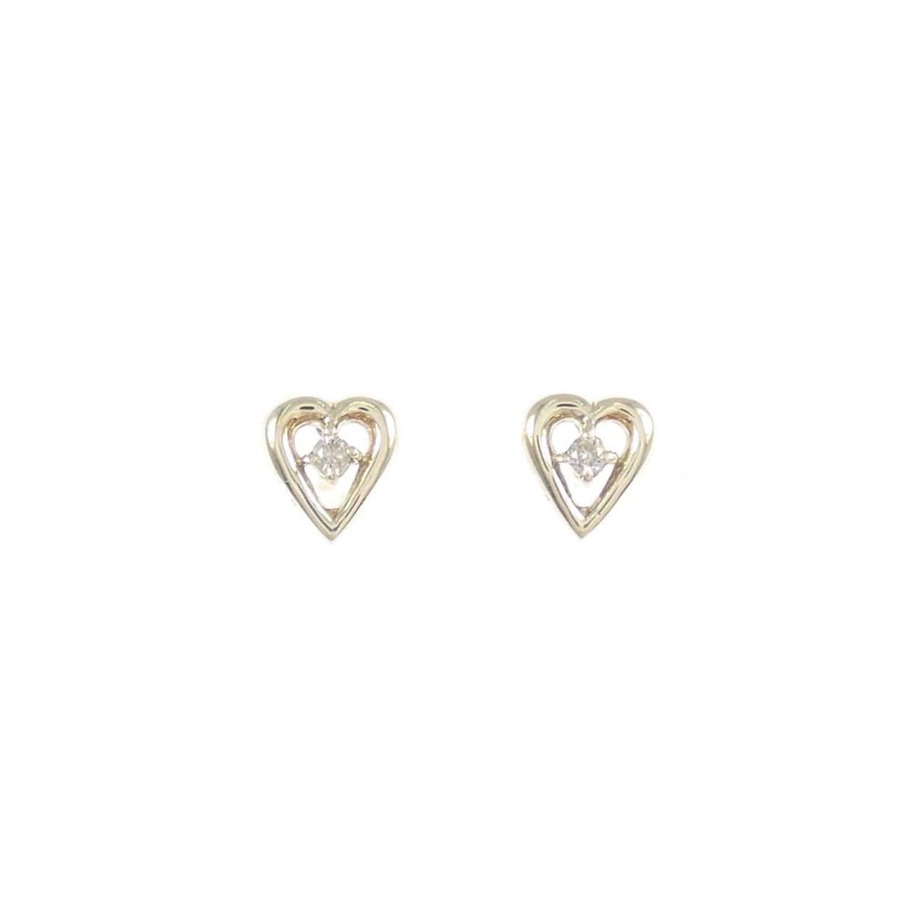 K10YG/K14YG ハート ダイヤモンド ピアス 0.02CT - メルカリ