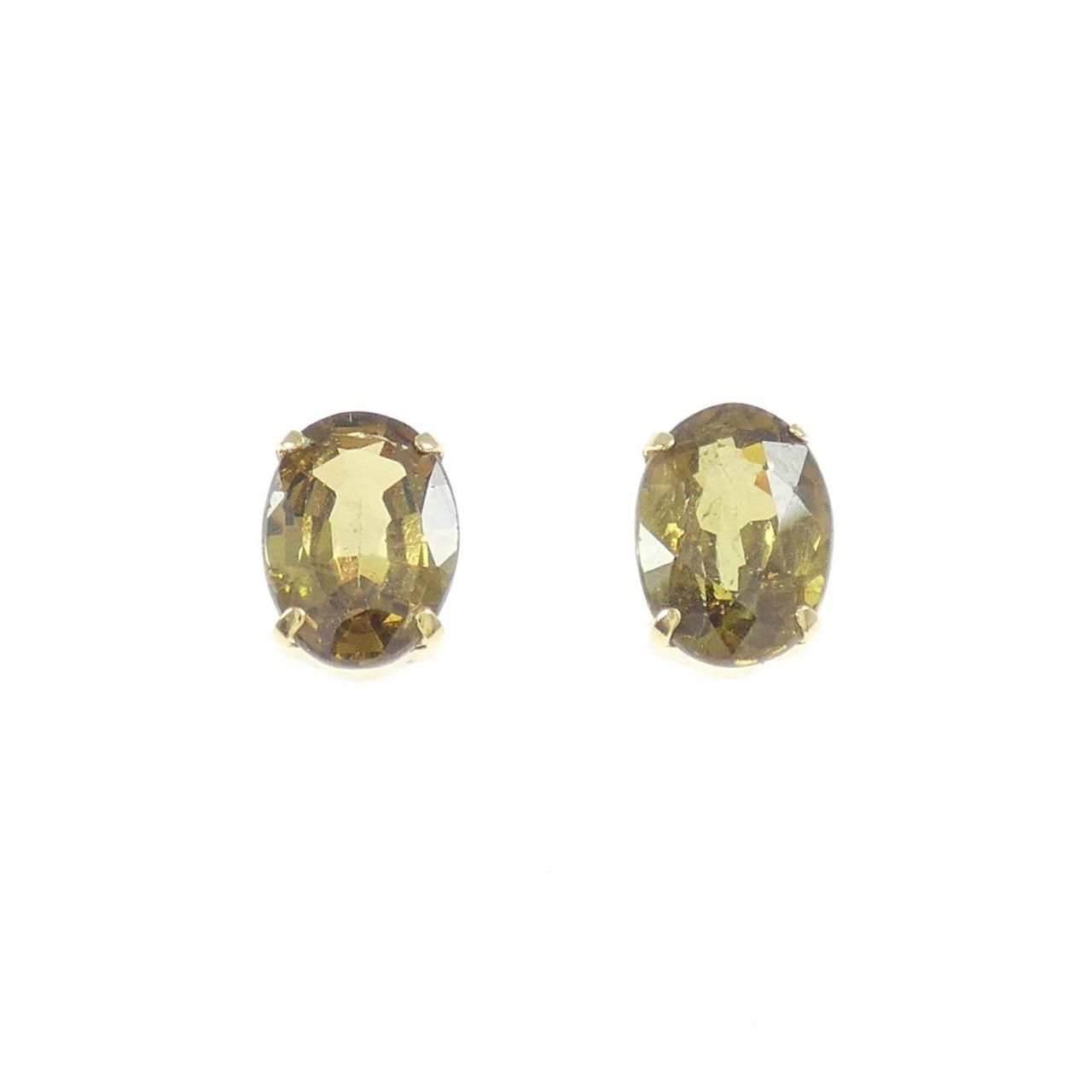 K 18 YG ガーネット ピアス 1.80 CT