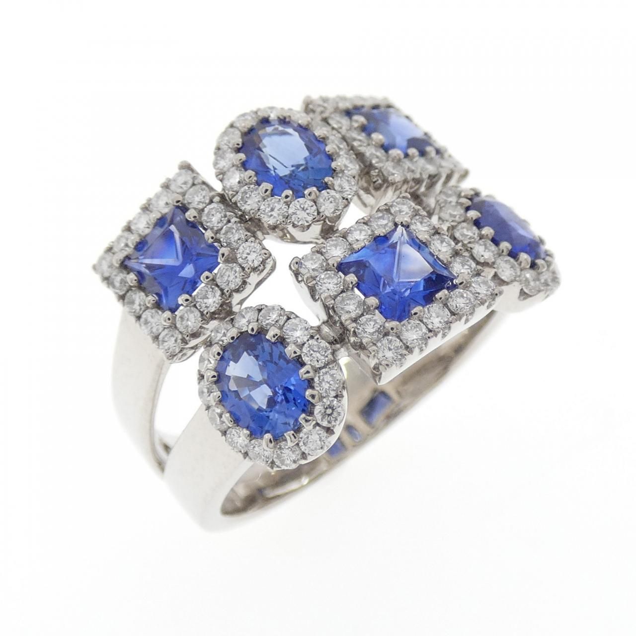 750 WG サファイヤ リング 2.10 CT