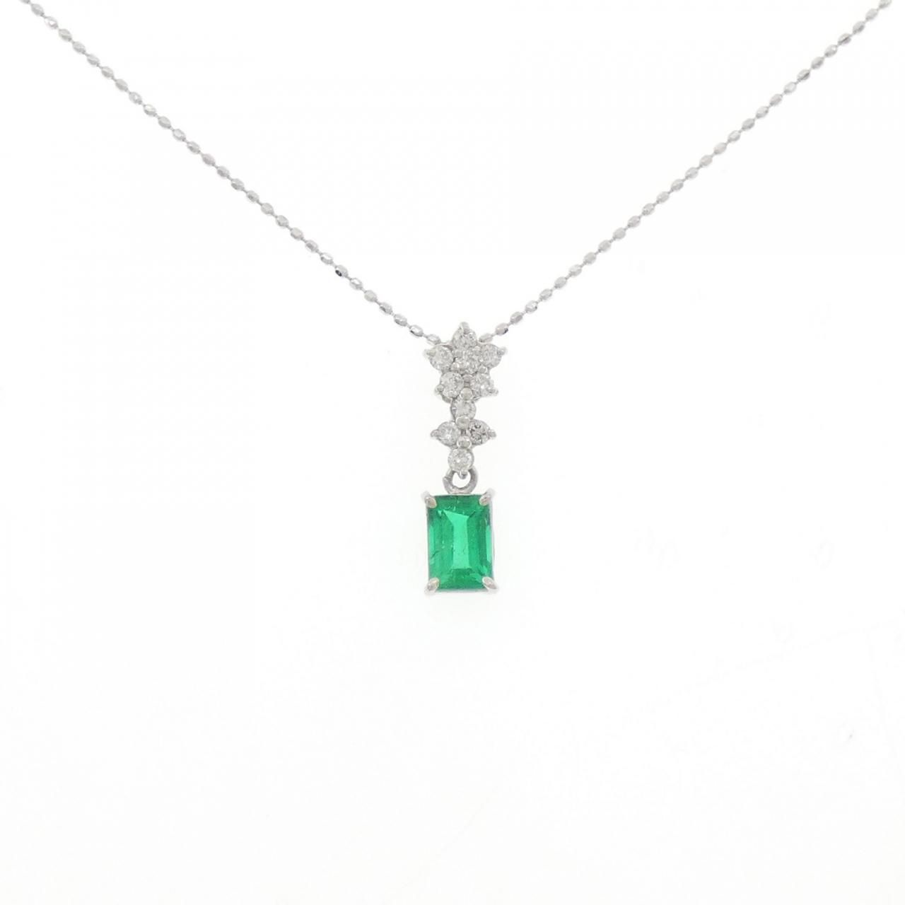 PT 900|K 18 WG エメラルド ネックレス 0.55 CT