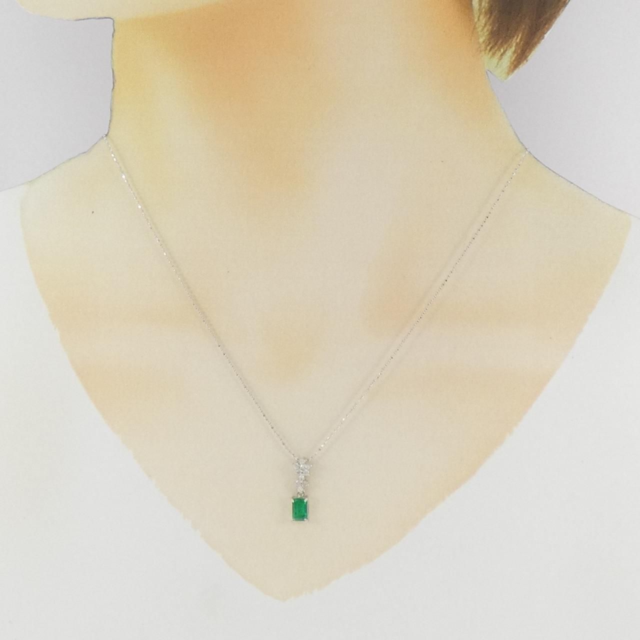 PT900/K18WG エメラルド ネックレス 0.55CT - メルカリ