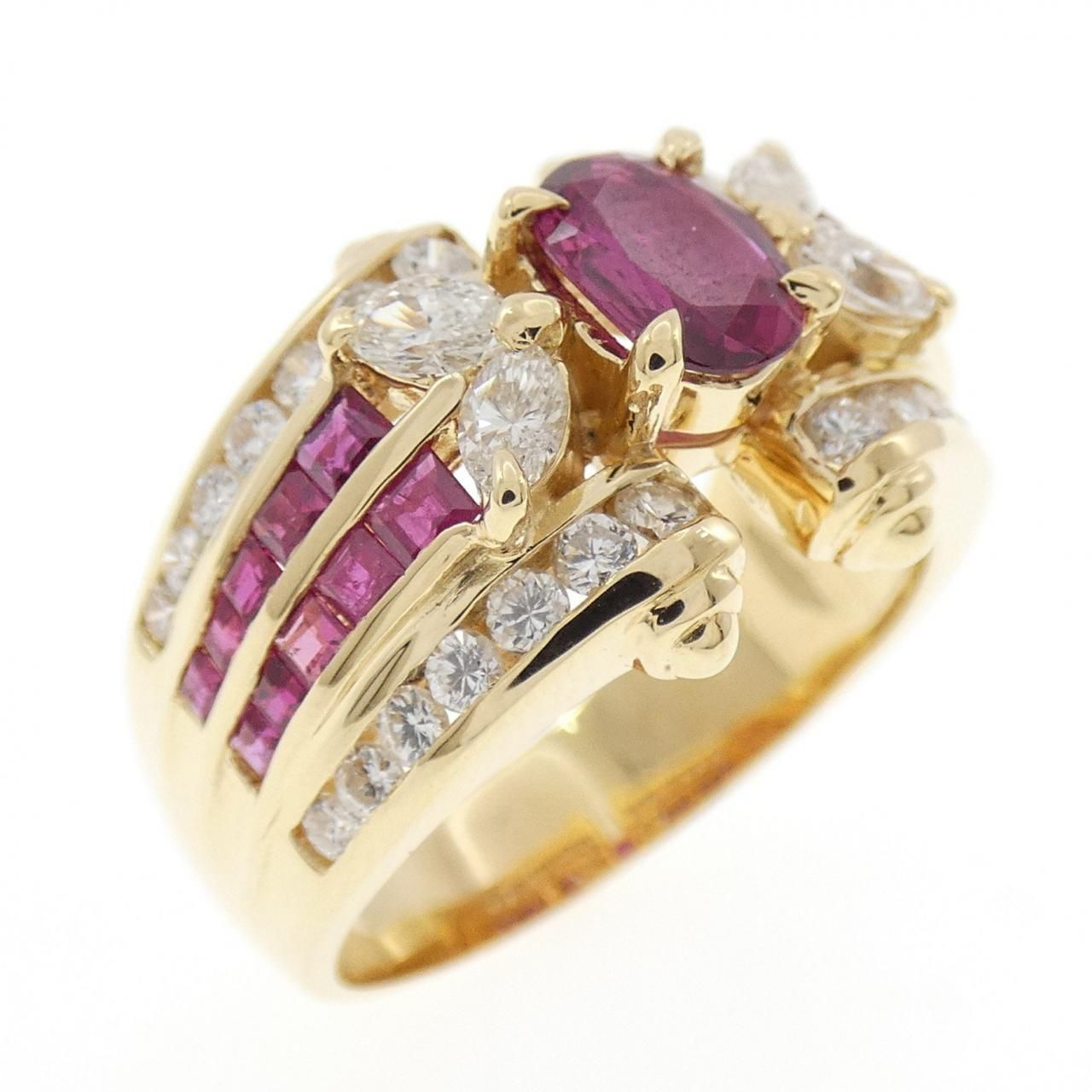K 18 YG ルビー リング 1.58 CT
