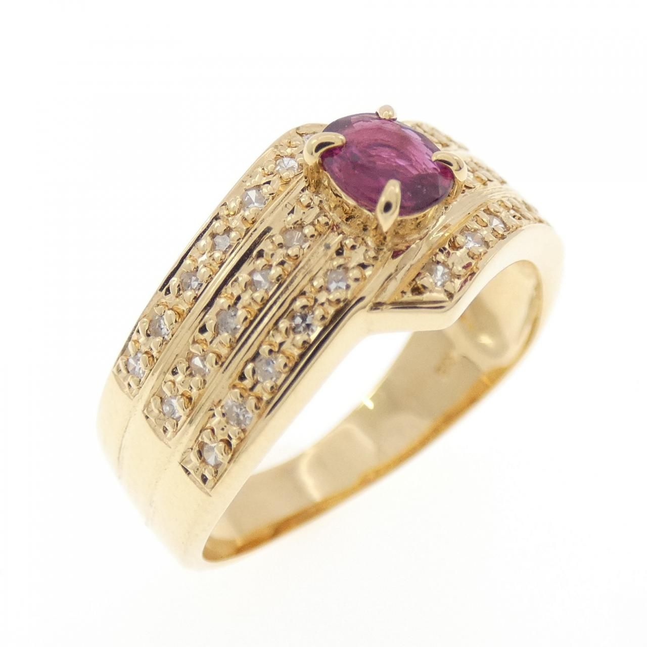 K 18 YG ルビー リング 0.26 CT