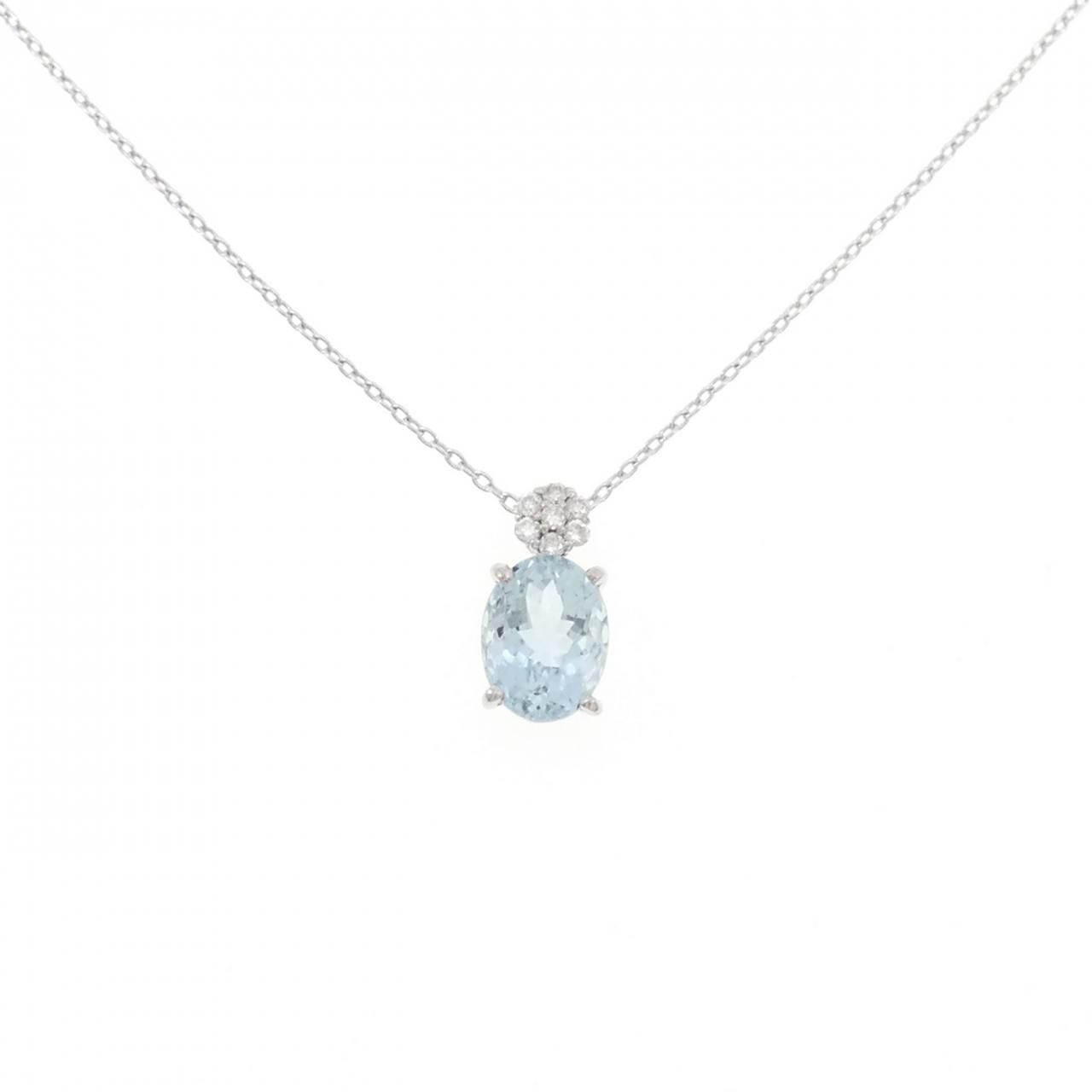 K 18 WG アクアマリン ネックレス 1.36 CT