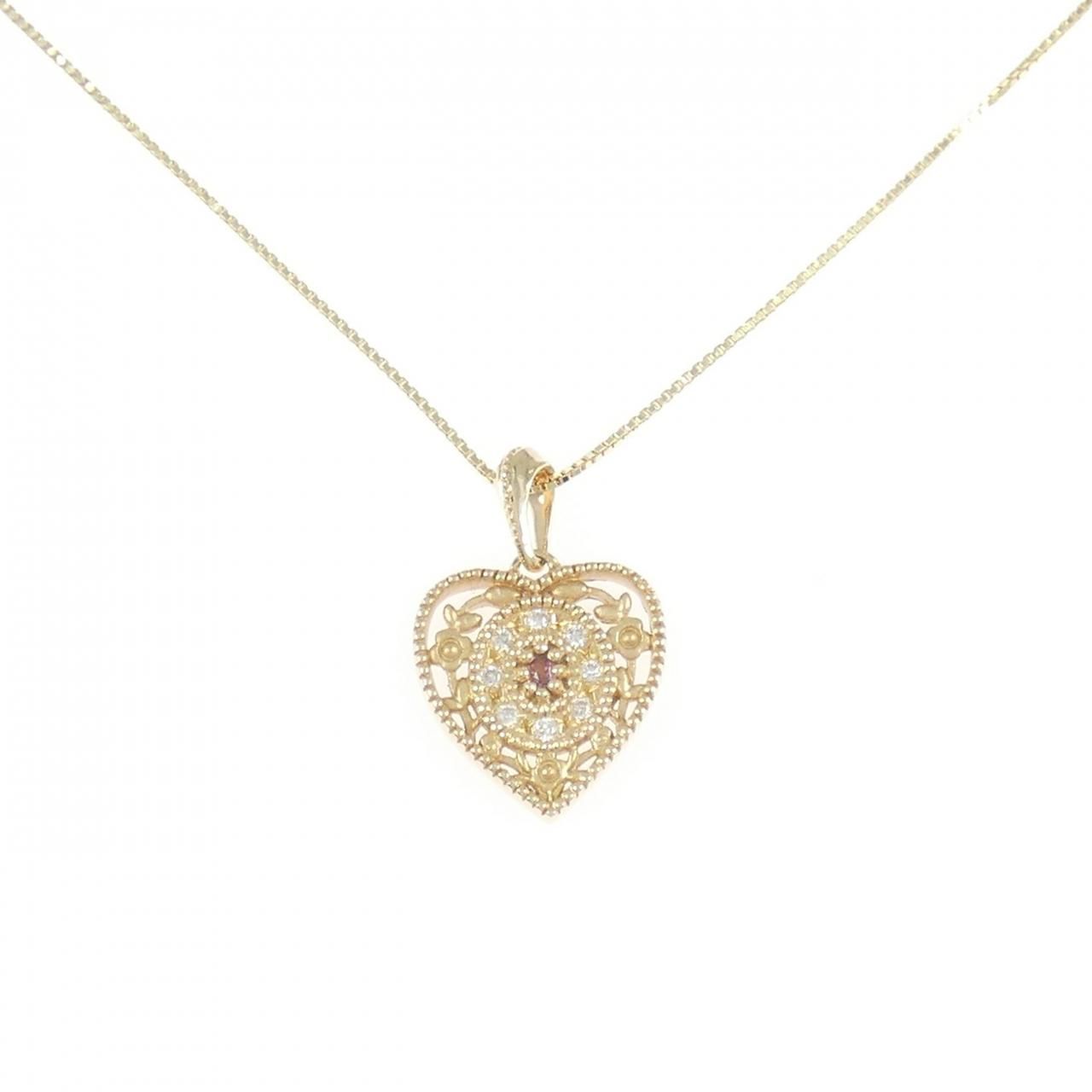 K 10 YG ハート トルマリン ネックレス