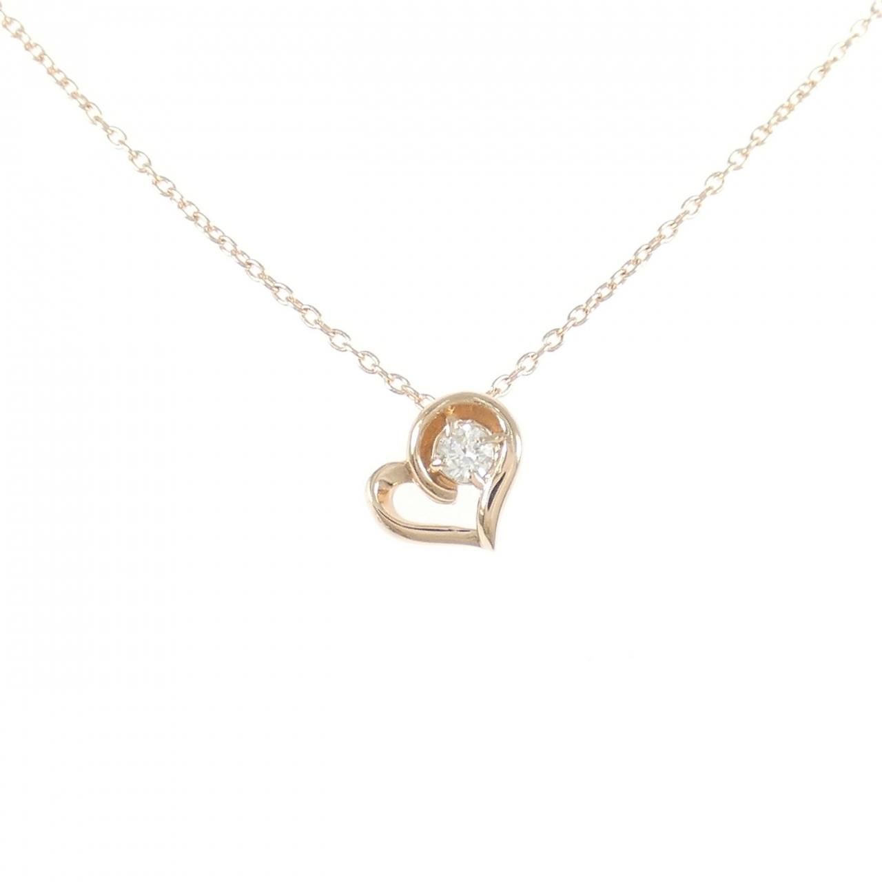 K 10 PG ハート ダイヤモンド ネックレス 0.07 CT
