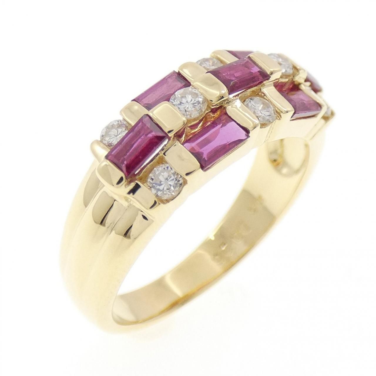 K 18 YG ルビー リング 0.91 CT
