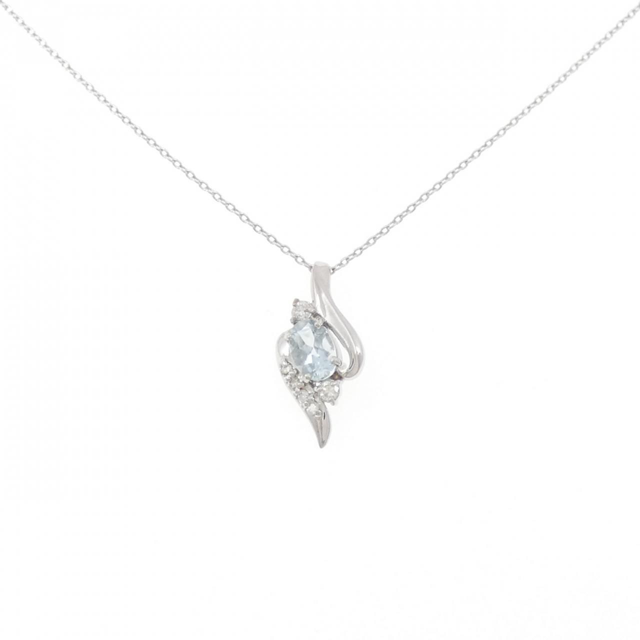 K 18 WG アクアマリン ネックレス 0.4 CT