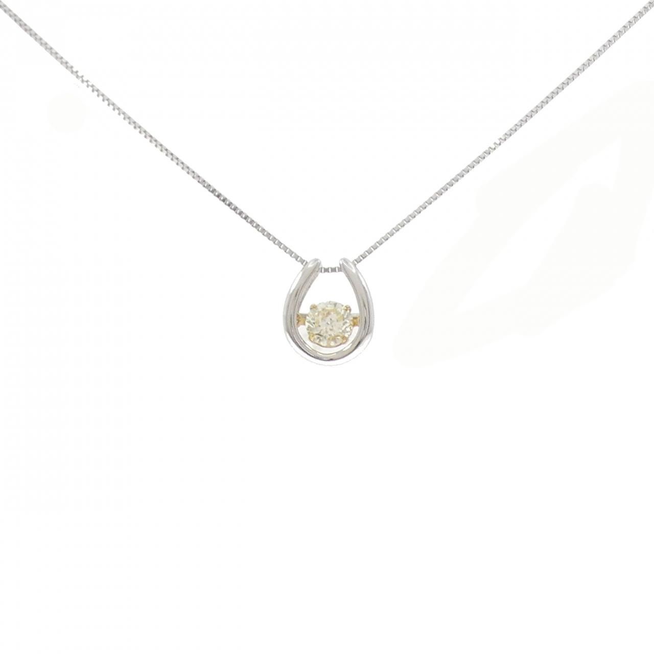 4℃ ネックレス ダイヤ ダイヤモンド ホースシュー Pt850 PT900/K18YG/PT850 ホースシュー ダイヤモンド ネックレス 0.40CT